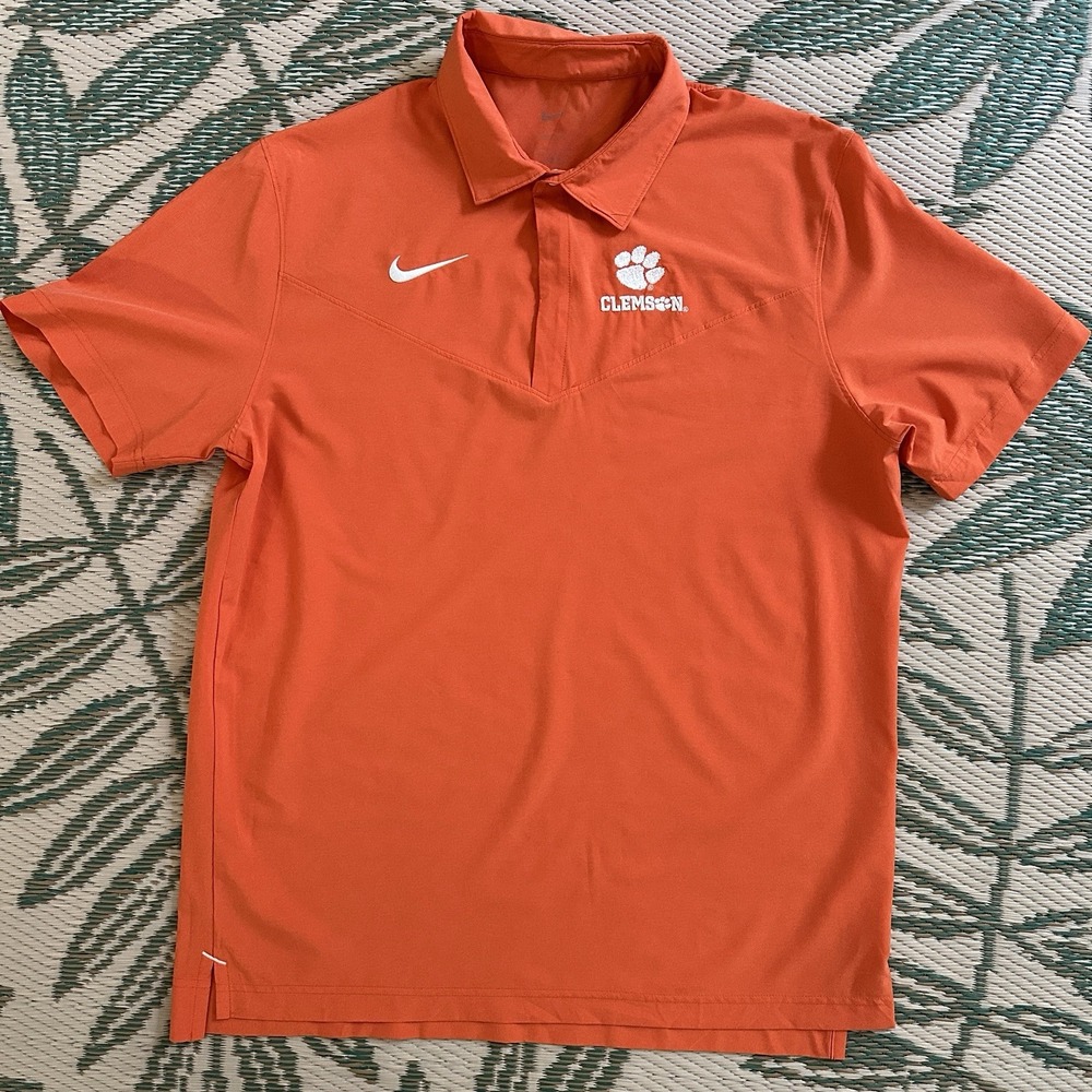 Clemson Tigers Shirt Mens Large Football Nike Dri Fit On-Field Sideline Polo